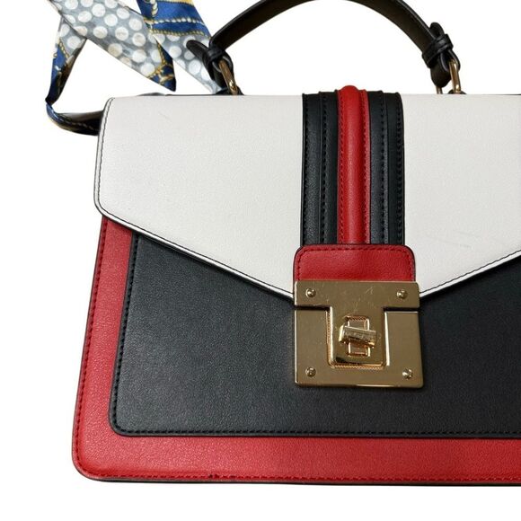 Scarleton tri color structures satchel bag with scarf accessory - Picture 9 of 9